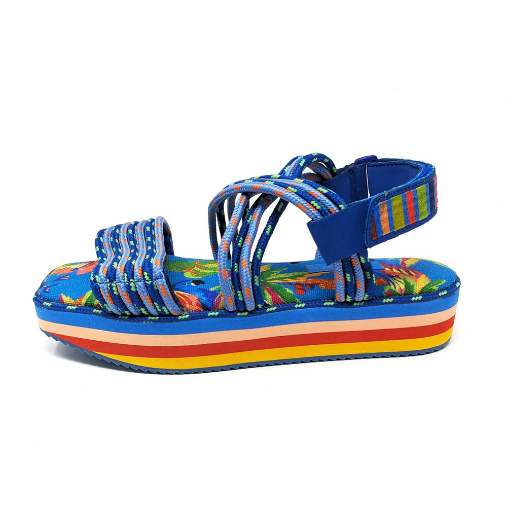 New Farm Rio Shoes Womens 10 Sandals Macaw Platform Slingback Strappy Open Toe